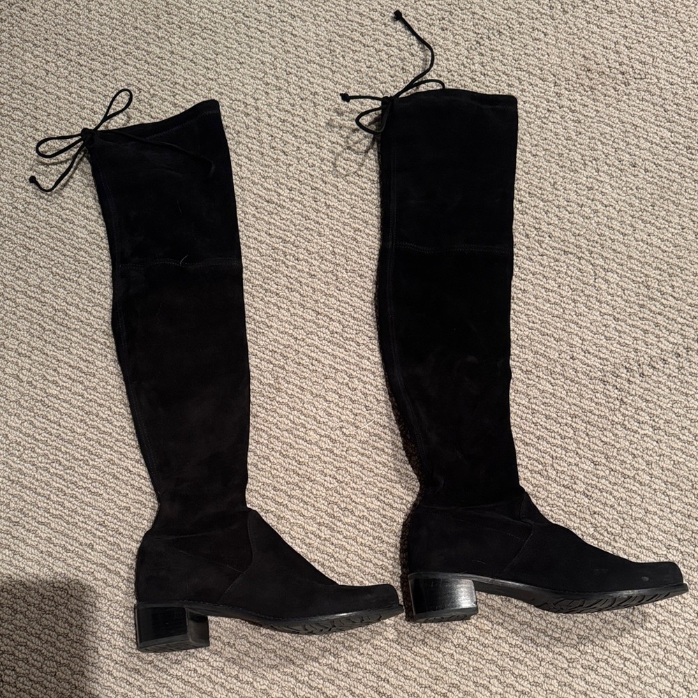 Stuart Weitzman Elegant Black Suede Over-the-Knee Boots